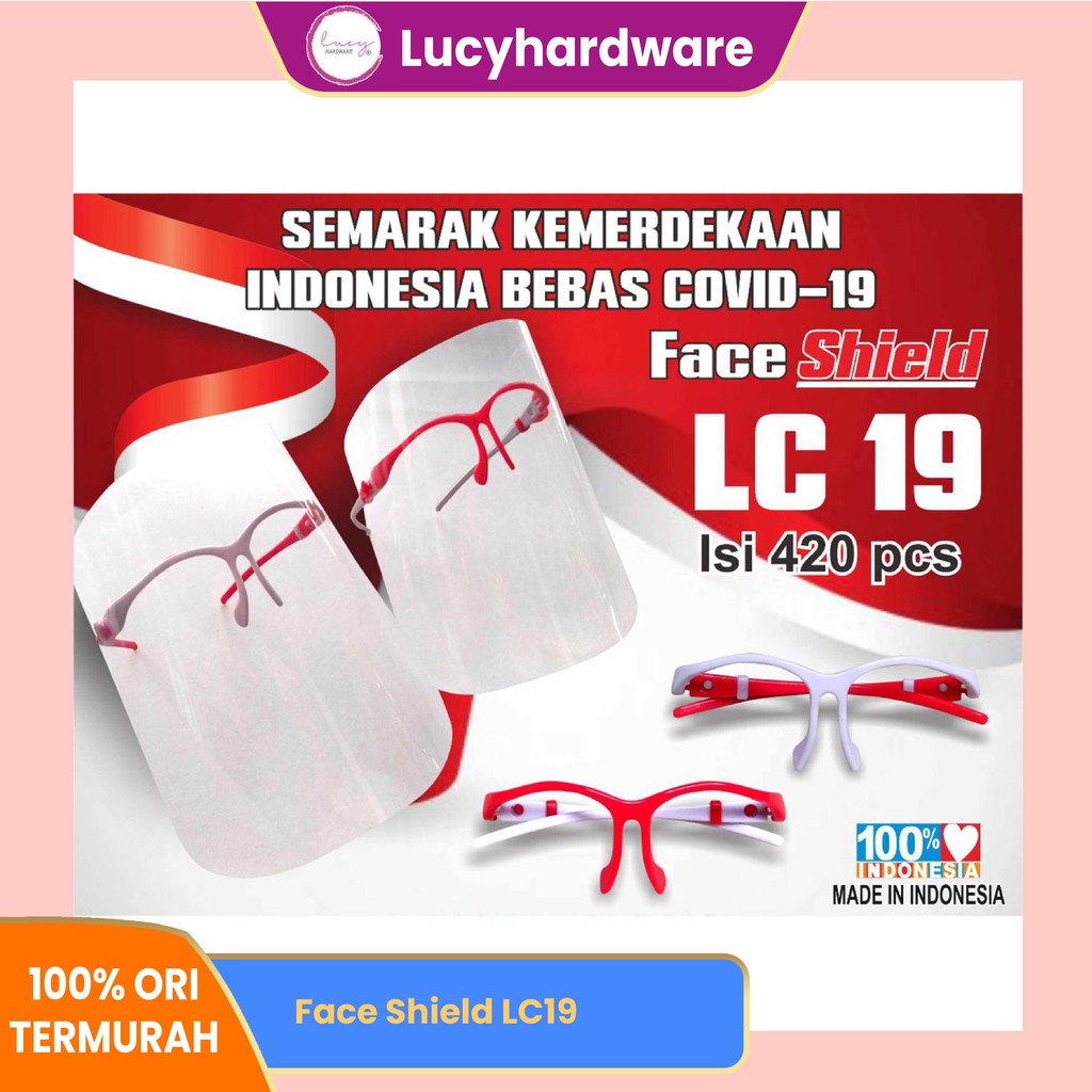 Face shield Lc19 merah putih