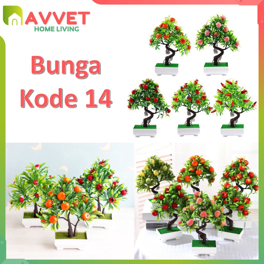 AVVET Ornamen Bunga plastik Buatan Dekorasi Rumah/ Flower Artifisial Vas Pot Bunga Buah BUNGA 14