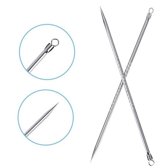 [Bisa COD] Pinset Komedo 2in1 Stainless Pinset Jerawat Alat Pencetan Pembersih Jerawat Komedo Facial Blackhead Acne Removal