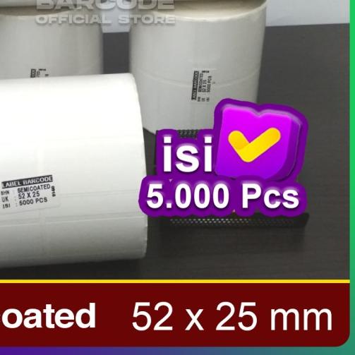 

♥ KERTAS STICKER LABEL PRINTER BARE 52 X 25 MM - 2 LINE - SEMICOATED ✸
