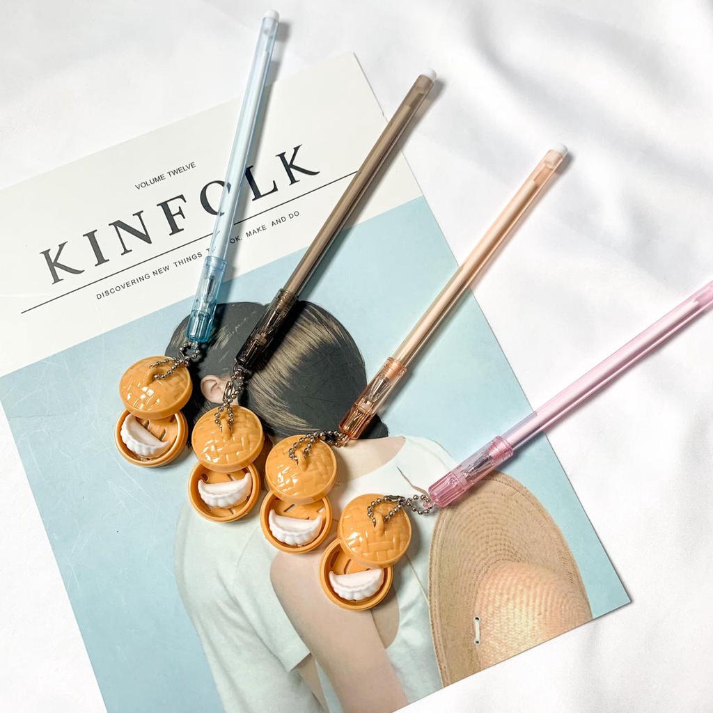 Pulpen Dimsum Kuotie bentuk makanan gantungan kunci pena pen KAdo Unik Gel karakter wingheng READY-1