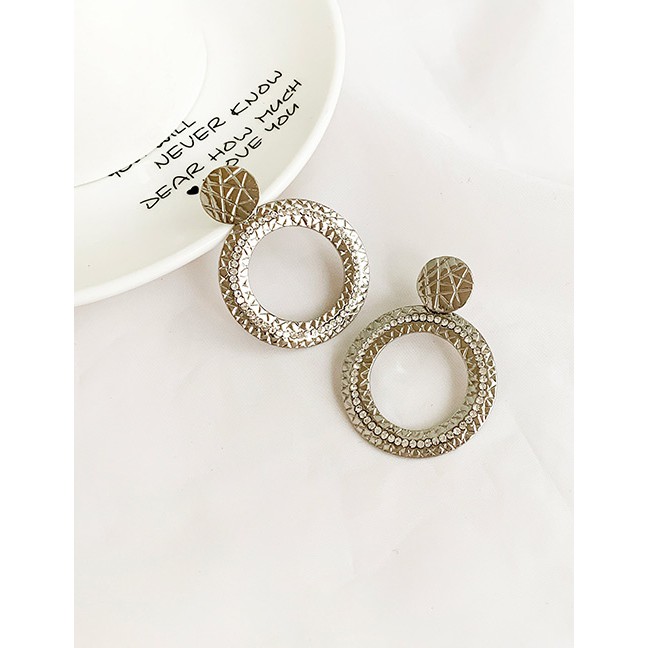 LRC Anting Tusuk Fashion Golden Alloy Studded Round Stud Earrings D75029