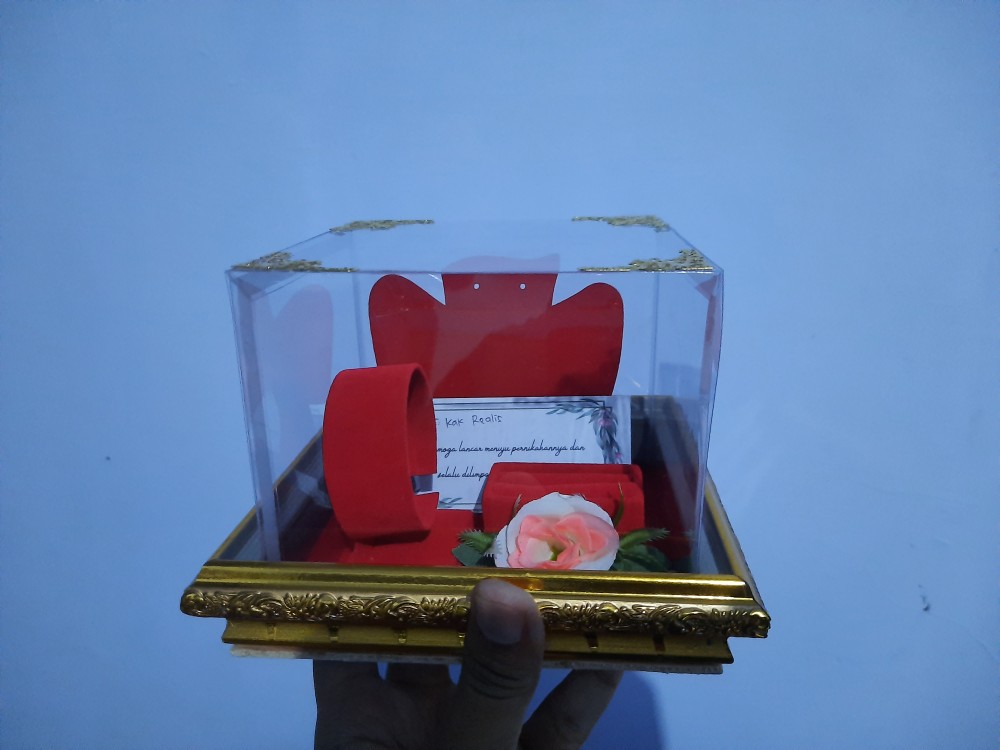 Kotak Perhiasan Anting Cincin Gelang Kalung  Untuk Seserahan Dengan Leher Kalung - Fcgka