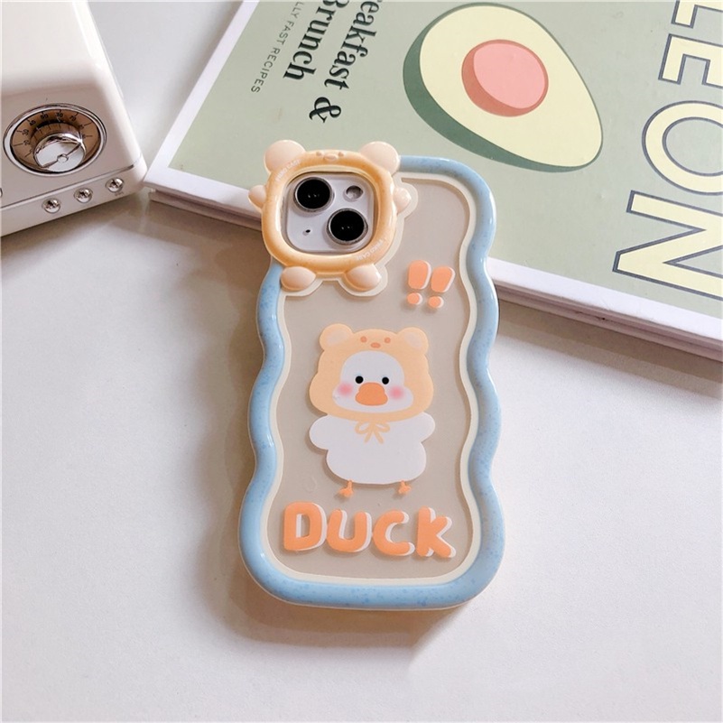 Soft Case Bumper Pelindung Desain Kartun Bebek Monster Kecil Tahan Banting Untuk iPhone 14 13 12 11 Pro Max X Xr Xs Max 7 8 6 6s Plus SE 2020