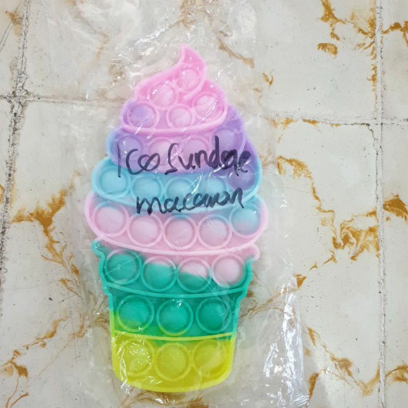 Pop It Boba Cup Macaron Rainbow, Popit Ice Sundae Macaron Rainbow, Popit Ice Cream Pastel Rainbow-Ice Sundae Macaron