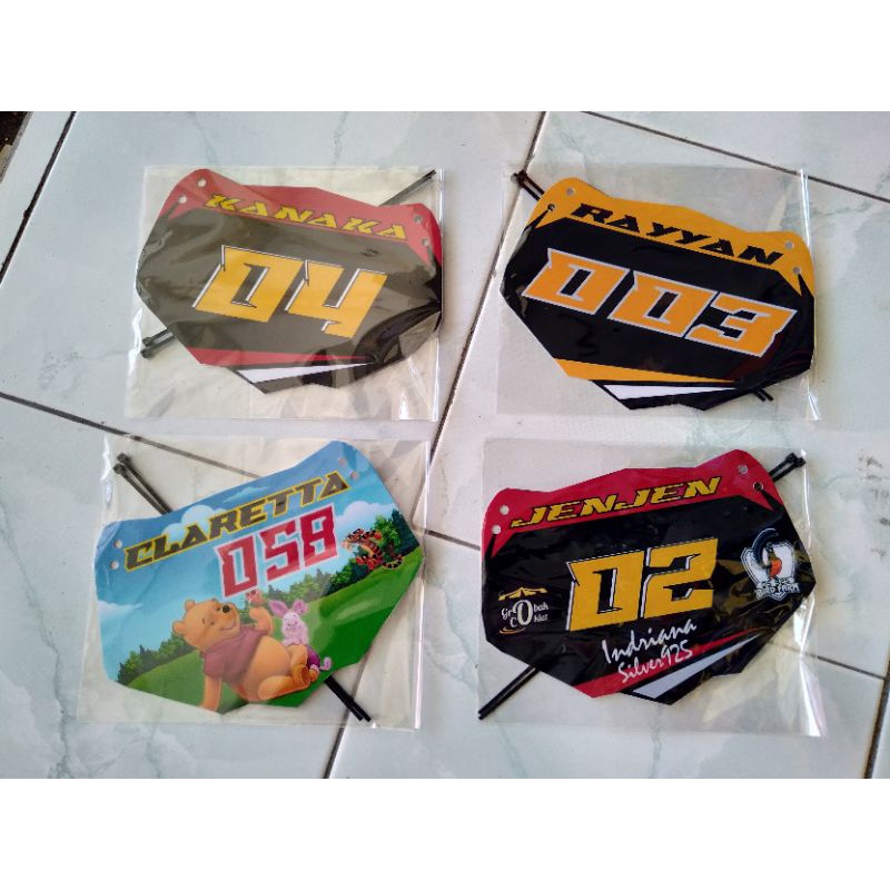 

[BISA COD] Papan Nomer/ No Board Balance bike/ Pushbike tulis WeA konfimasi design