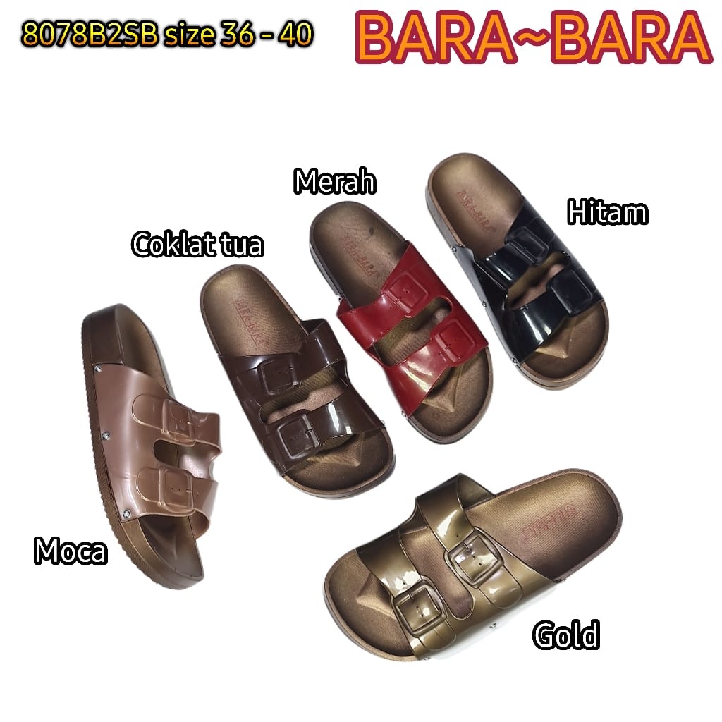 Jelly sandal cewek bara bara slop kokop karet import sendal wanita barabara 8078B2SB