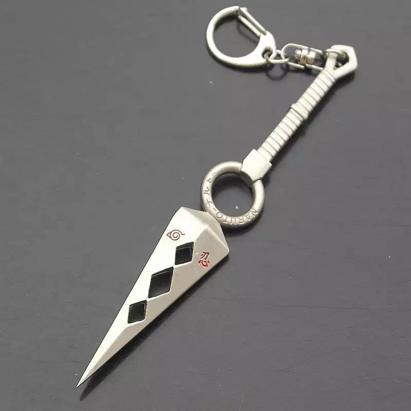Gantungan kunci kunai senjata pedang anime naruto unik hiraishin minato shuriken kubikiribocho kusanagi sanjin no ogama keychain untuk motor tas mobil dompet-Kunai 3 Silver