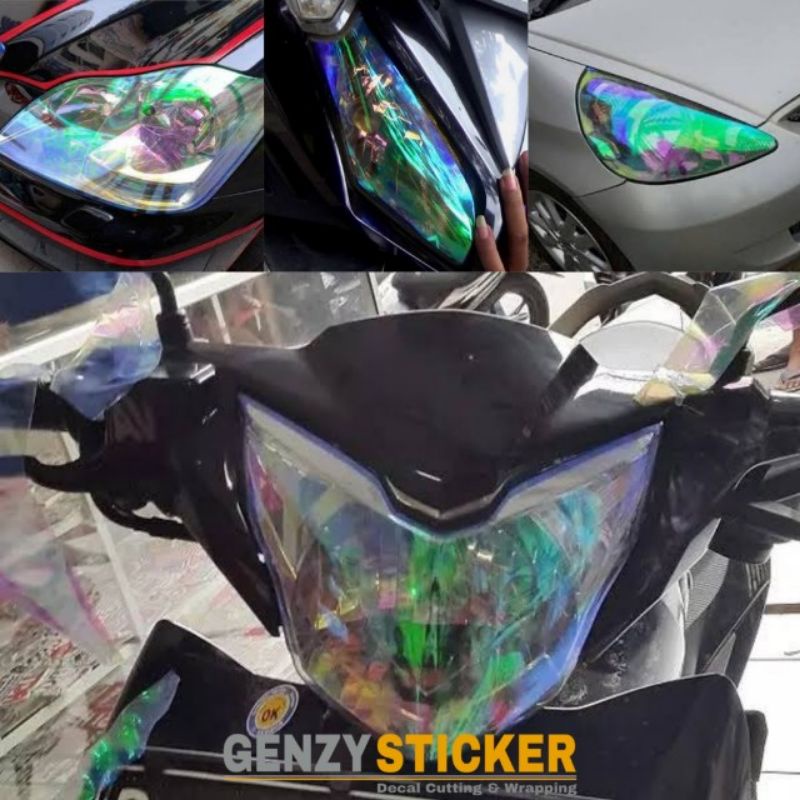 stiker pelangi skotlet lampu sticker headlamp pelangi