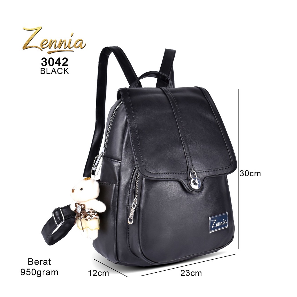 (TSI) Tas Wanita Zennia 3042 Tas Kulit Ransel Korea Tas Wanita Punggung Import Kantor Kerja Sekolah Kuliah Outdoor Trendy Fashion Style Travel Casual Backpack Serut Anak Remaja Perempuan Selempang Cewek Bag