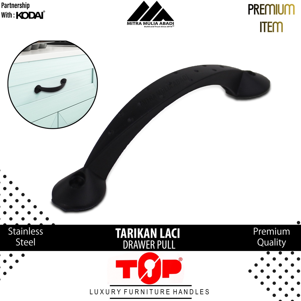 Tarikan Laci 5 Inch Black Matte | Drawer Pull | Merk TOP | T 093