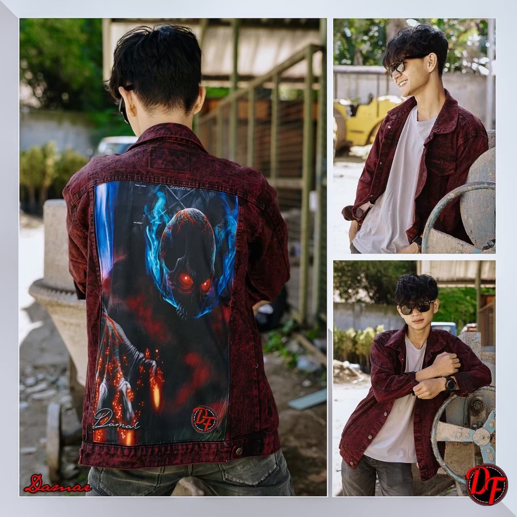 JAKET JEANS DENIM PRINTING GAMBAR ANIMASI REMAJA MOTOR GAUL KEKINIAN TREND 2022 TERLARIS