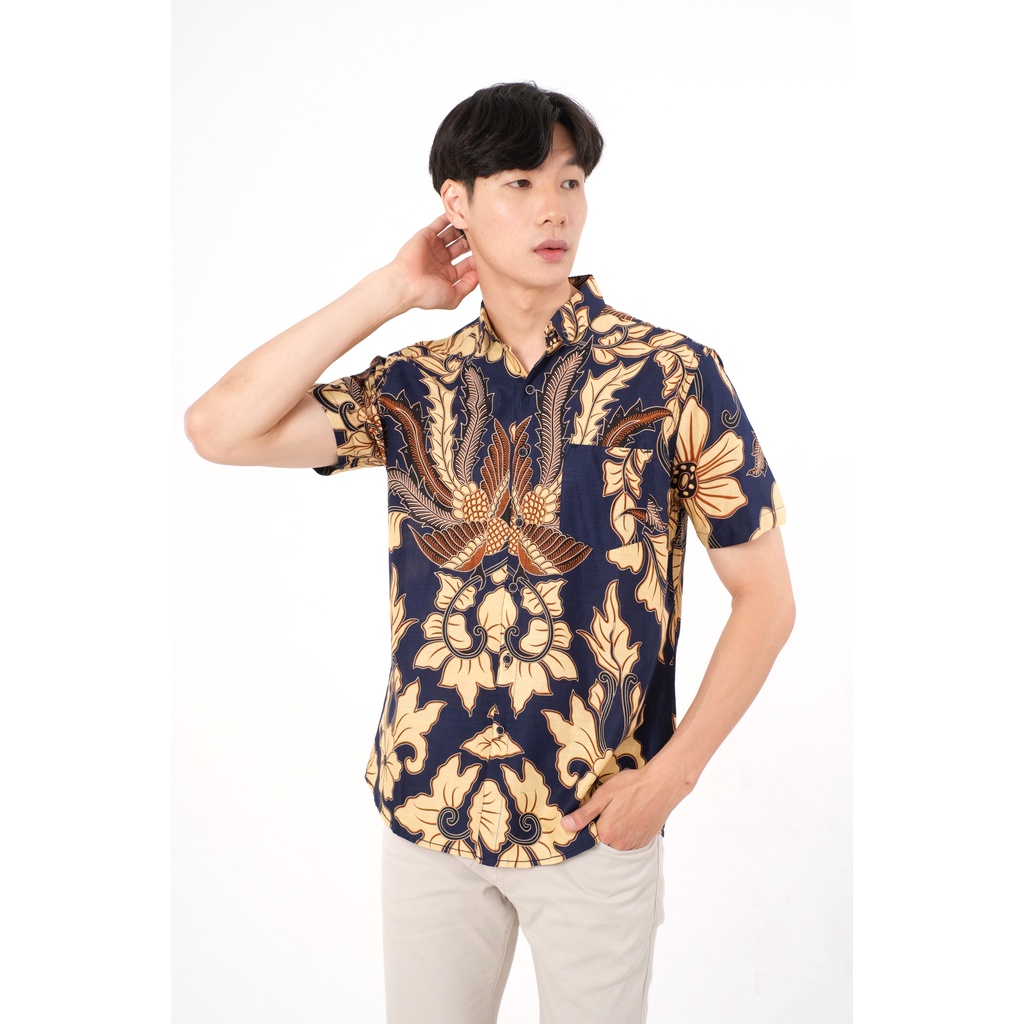 SANVANINA Kemeja Batik Pendek Premium Slim Fit Gendongan - E-7001