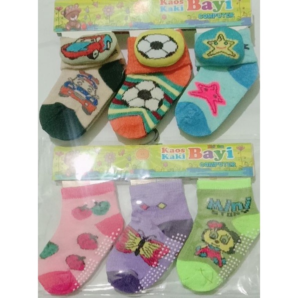 Kaos Kaki Bayi 3in1 Isi 3 Pasang Motif Terbaru