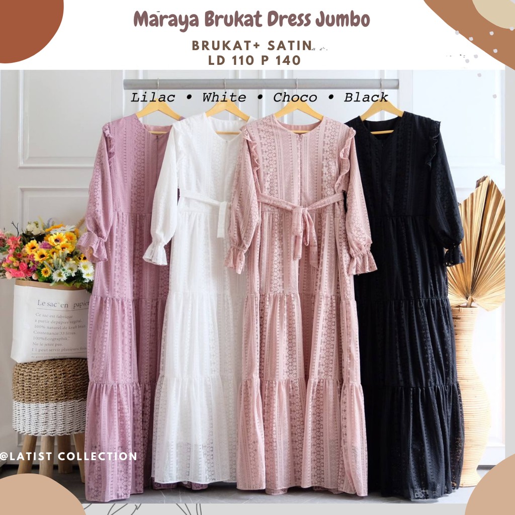 Maraya Brukat Dress Jumbo/Dress Brukat Jumbo Ld 110/Dress Jumbo/Gamis Brukat Jumbo/Dress Pesta Jumbo