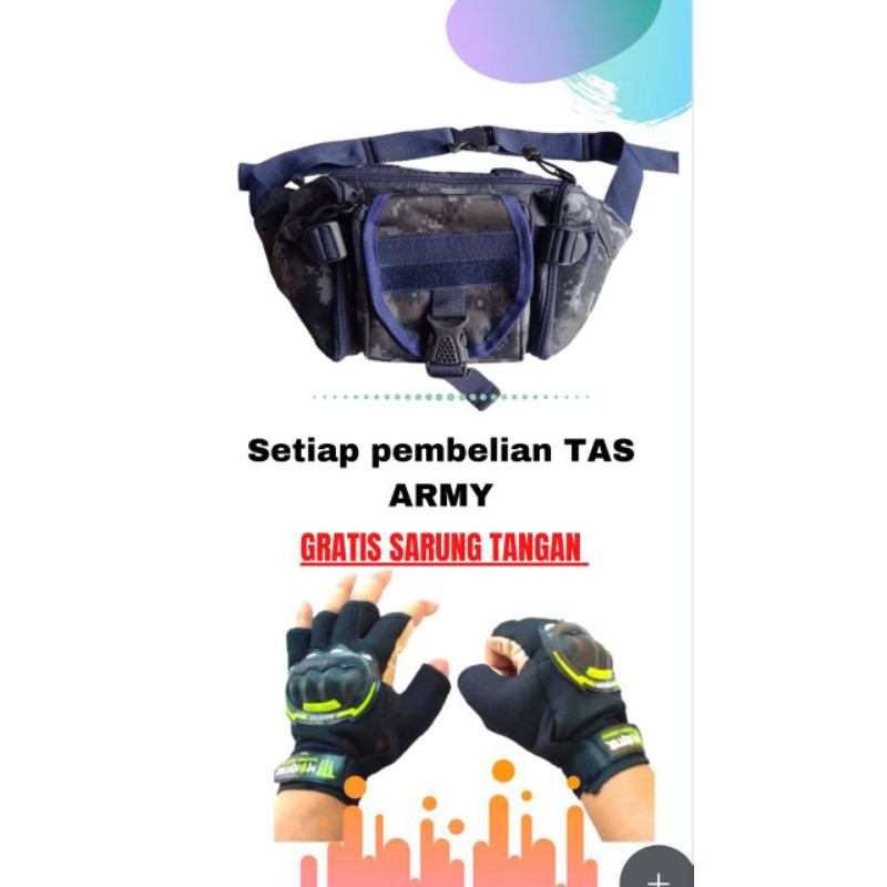 Beli 1 Gratis 1 Waistbag Army TACTICAL Original ( GRATIS ) SARUNG TANGAN(HARGA GROSIR) Tas Pinggang - Tas Slempang - Tas Loreng - Tas Military - Tas Tentara - Tas Polisi - Tas Murah - Tas Terlaris - Tas Termurah - Tas Terbaru - Tas Gowes - Tas Olahraga