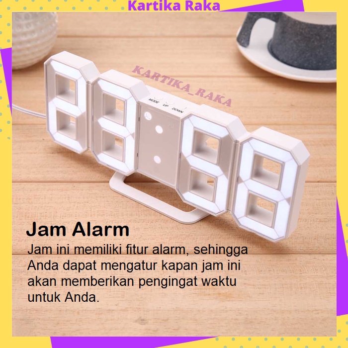 KR Jam Meja Unik LED Digital Clock Fitur Alarm Motif Modern Angka Dekorasi Meja Ruangan