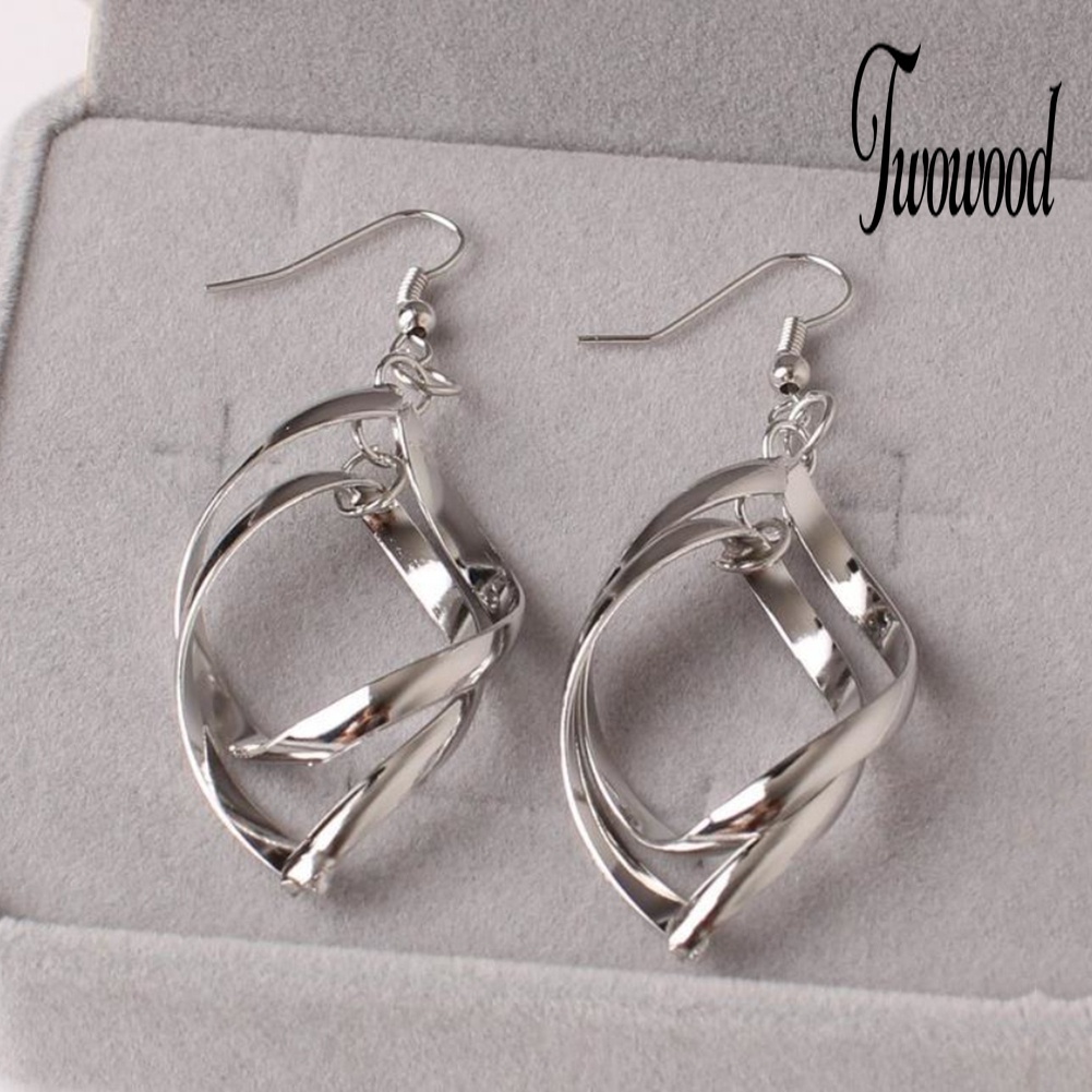 Anting Hook Panjang Menjuntai Bentuk Water Drop Spiral Untuk Wanita