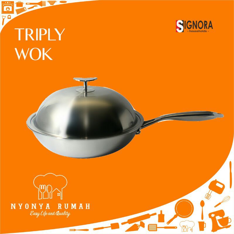Signora Triply Wok/Wok Stainless/Wajan stainless/Penggorengan