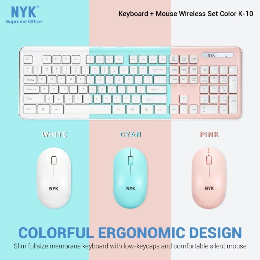 NYK Keyboard Mouse Combo WIreless K10 Silent Combo 2.4Ghz