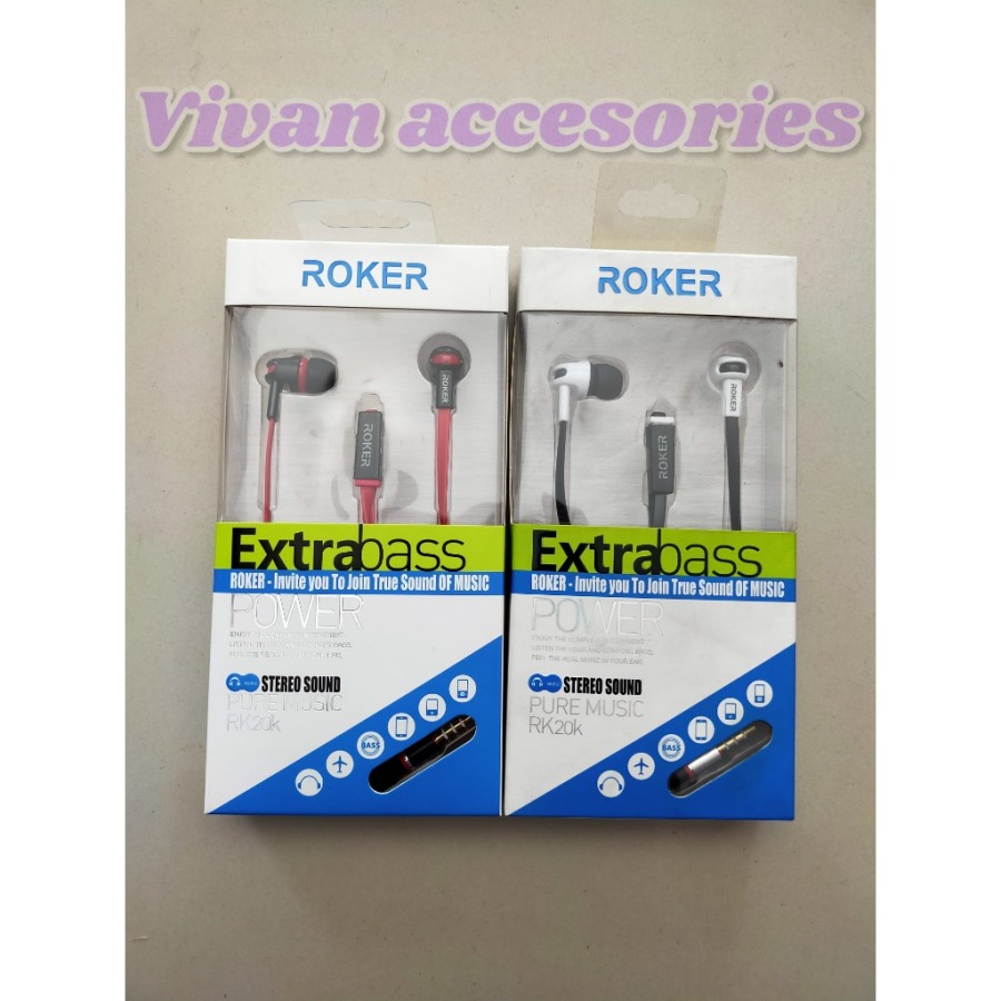 Handsfree Roker Extrabass Rk20k / headset roker / earphone roker