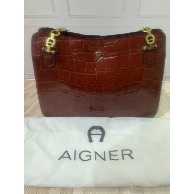 Aigner Red Croco Vintage Authentic Preloved Bag