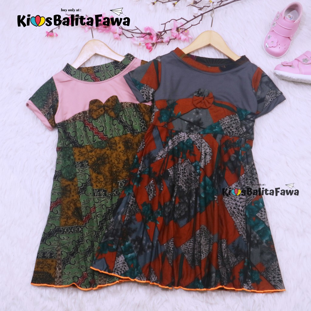 (BATIK) Dress Kelly uk Bayi - 6 Tahun / Baju Pesta Anak Perempuan Dres Gaun Murah Cewek Harian Motif