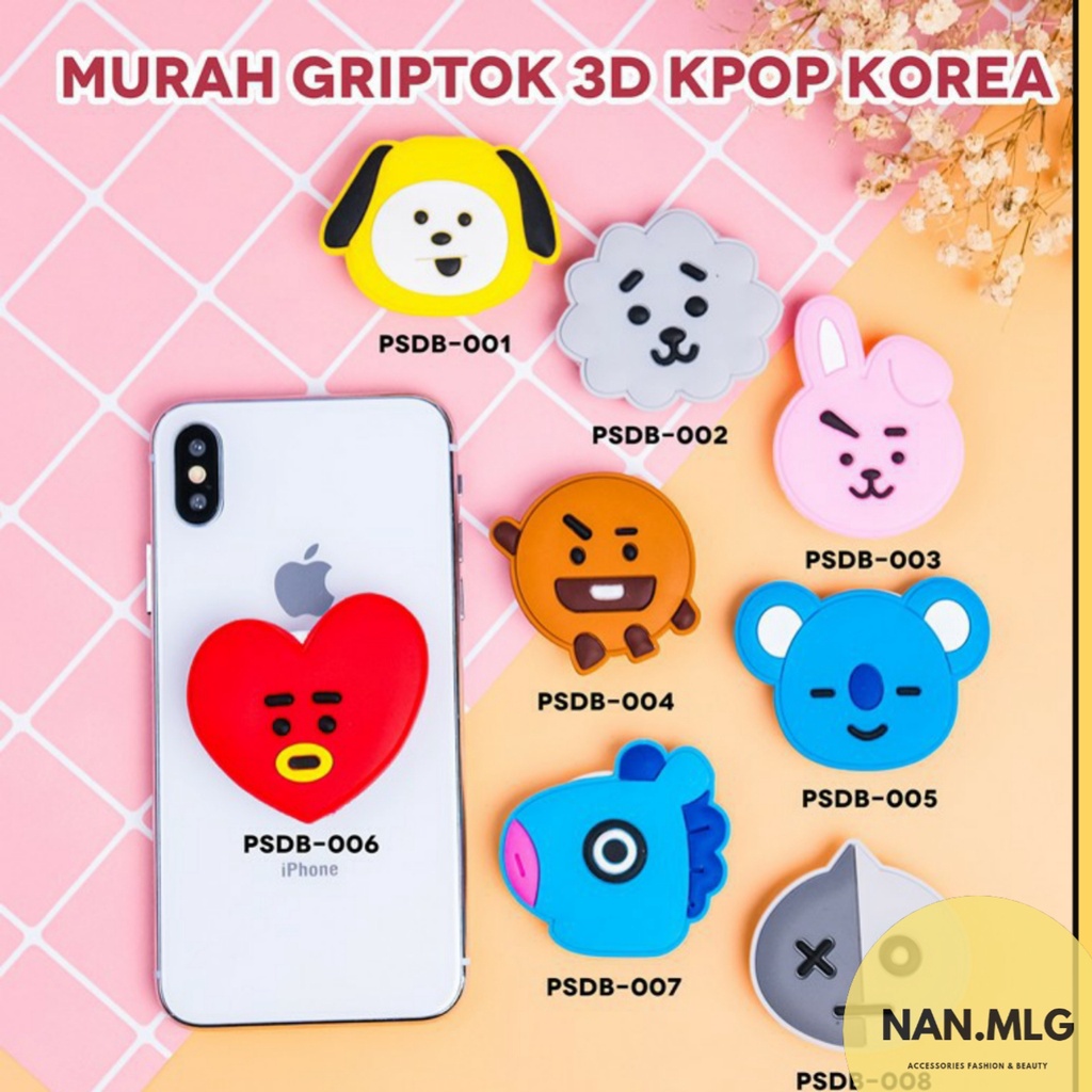 POPSOCKET BT21 BTS 3D HP holder karakter pop socket kartun pvc