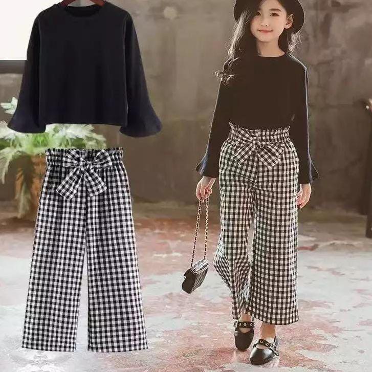 Setelan Anak Perempuan/Setelan Katun/Setelan kotak Anak