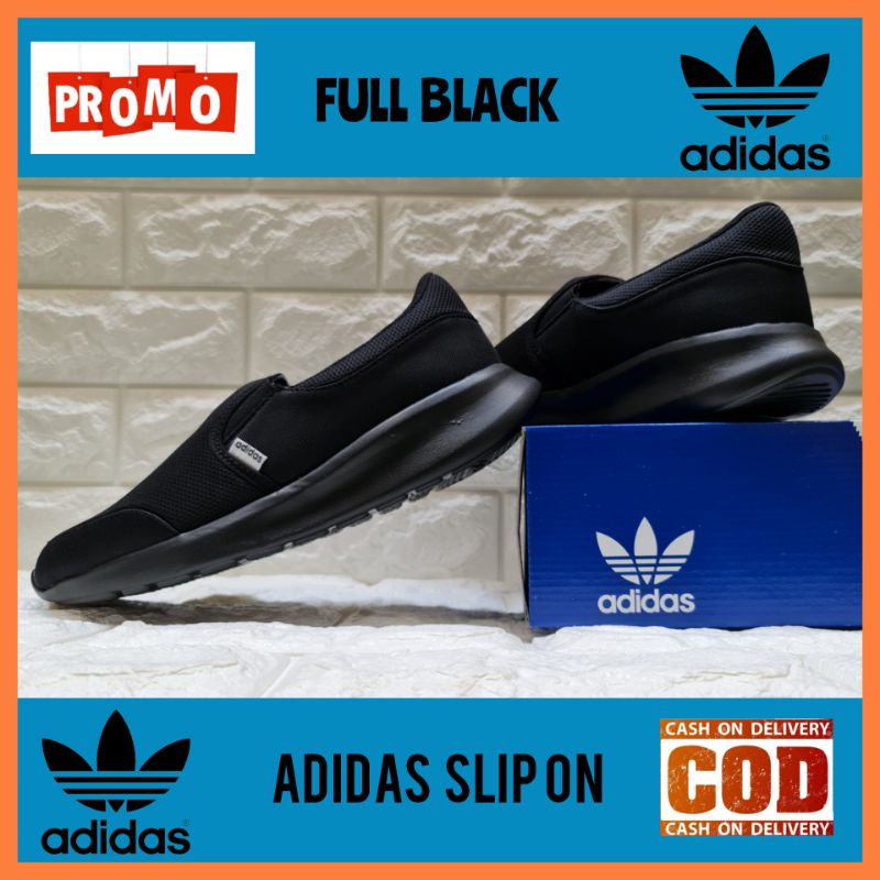 SEPATU ANAK SEKOLAH ADIDAS SLIP ON HITAM SIZE 31 - 44 / SEPATU SNEAKERS ANAK COWOK CEWEK UNISEX USIA 5 TAHUN KE DEWASA / SEPATU SEKOLAH PAUD TK SD SMP SMA KULIAH DEWASA JUNIOR KIDS COUPLE UNISEX PROMO