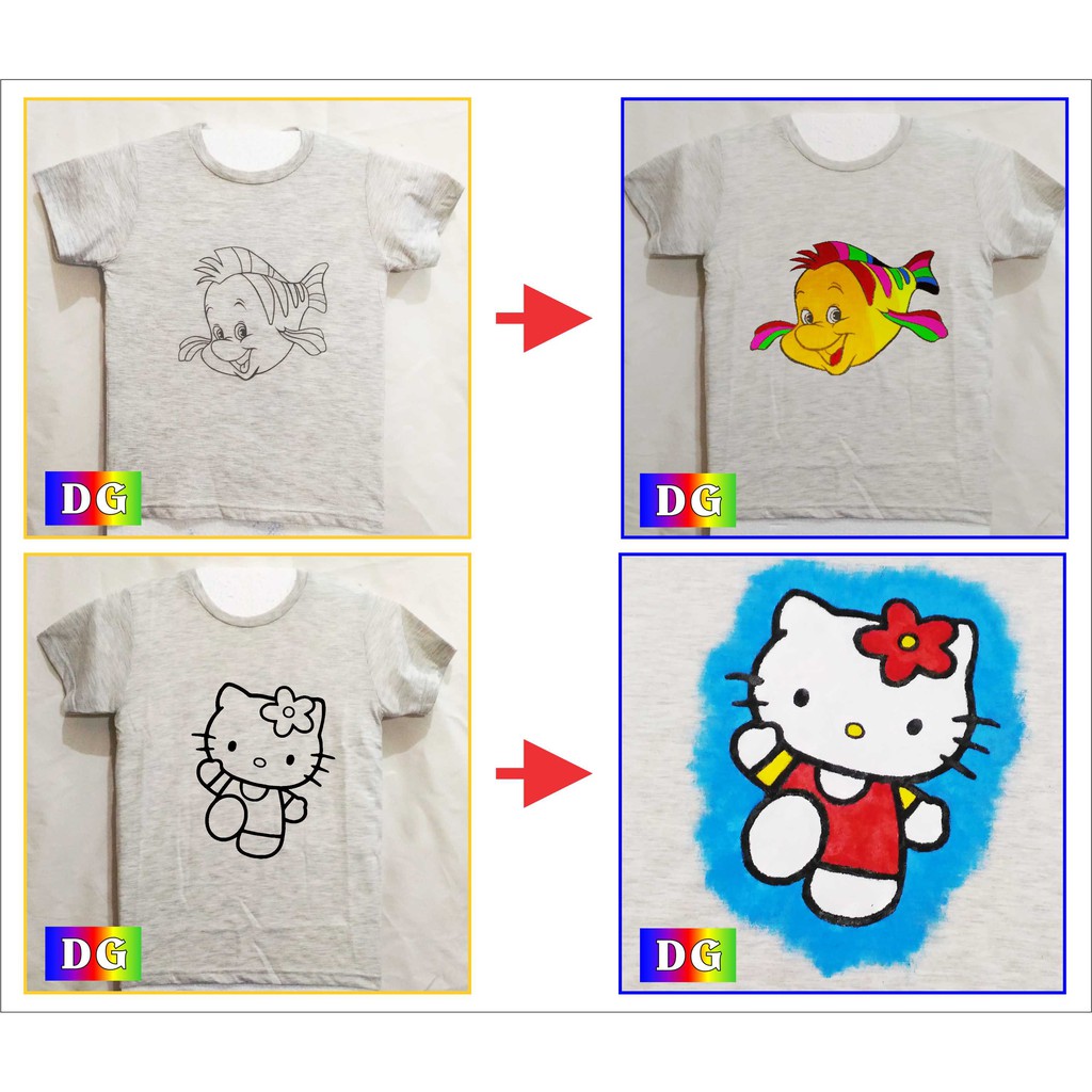 Kaos Lukis Dengan Sketsa Gambar Siap Diwarnai Size M Dan L