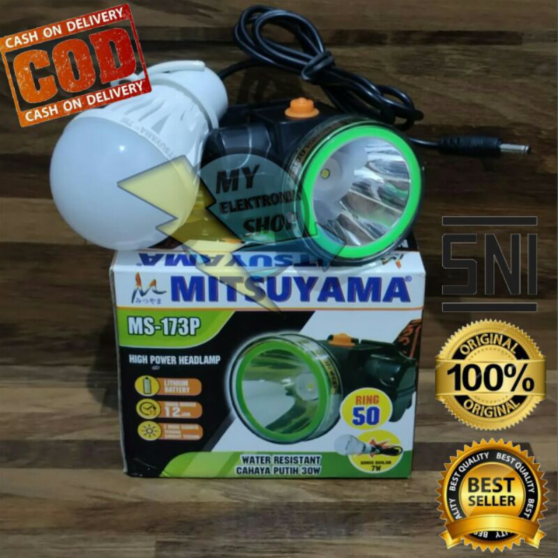 Senter kepala Mitsuyama LED 30 Watt free bohlam/sintar,senter/lampu/sentar/senter kepala