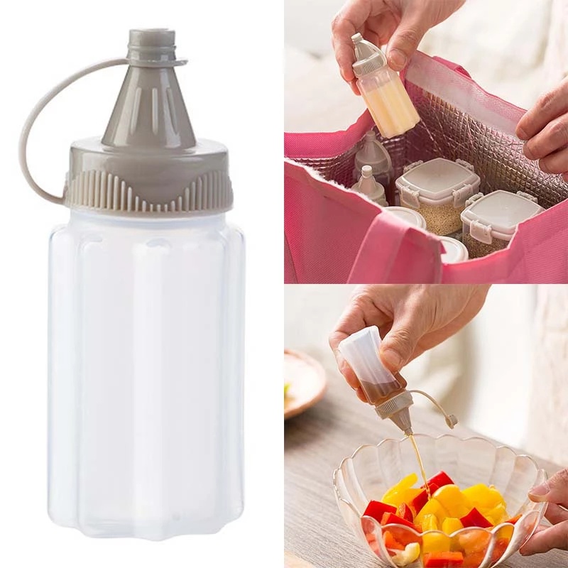 4pcs / Set Botol Dispenser Bumbu / Saus / Garam / Rempah-Rempah Mini Transparan Dengan Tutup