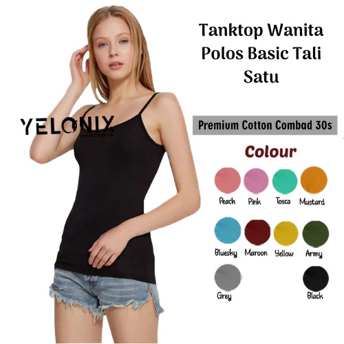 Tanktop Wanita Polos Basik Tali Satu Singlet / Kaos Dalam Cewek Sport - YELONIX