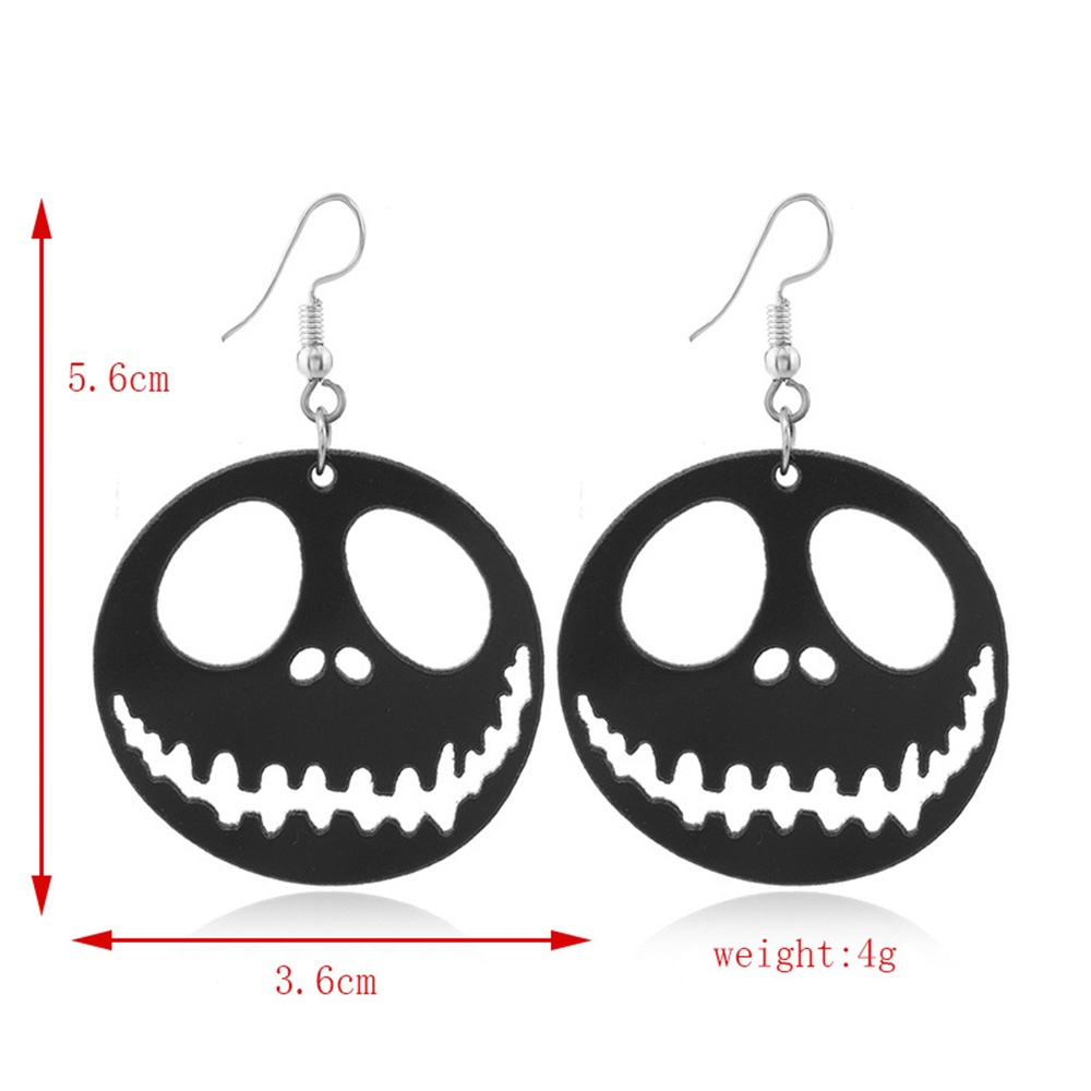 【COD Tangding】Anting Desain Tengkorak Laba-Laba Bahan Akrilik Warna Hitam Gaya Eropa Amerika Untuk Halloween