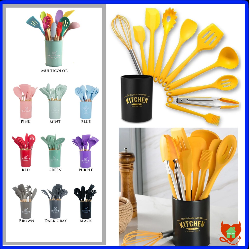 Set Peralatan Masak Silikon Impor Premium Sendok,spatula,centong Tahan Panas Anti Lengket E545