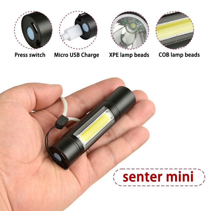 Senter Mini XPE COB Led Swat Police Light Recharge