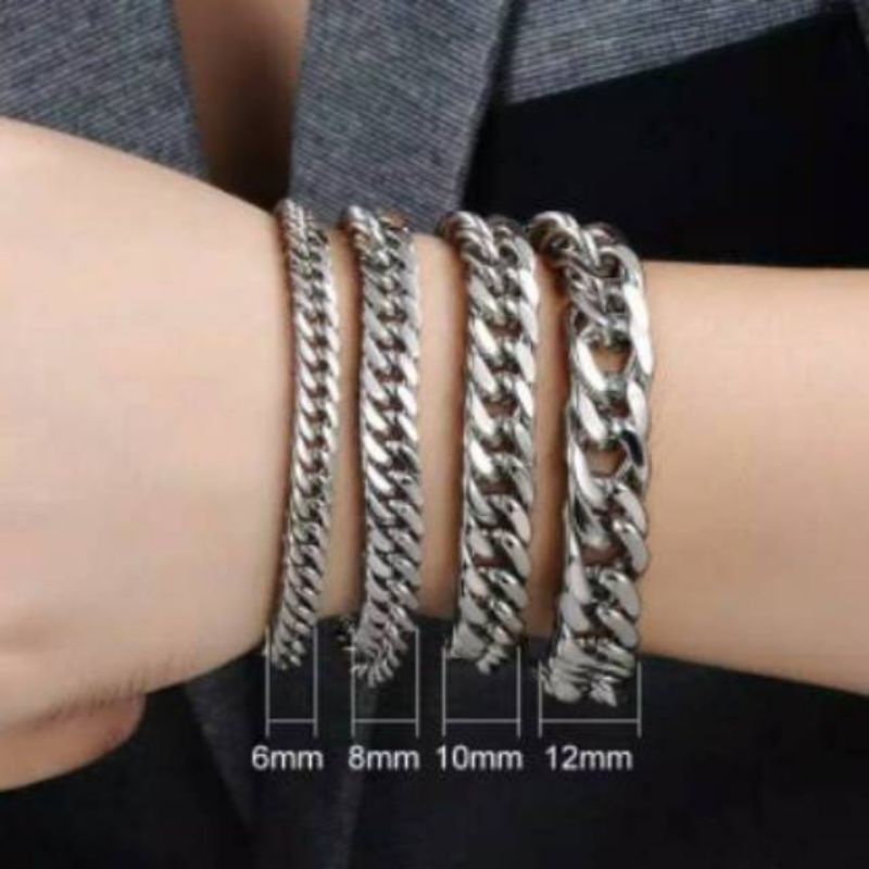 GELANG RANTAI TITANIUM STAINLESS STEEL 316L FASHION PRIA WANITA