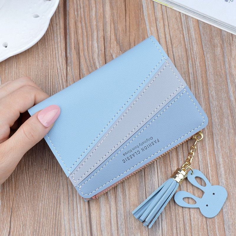 (COD) Dompet Kulit Wanita Korean Wallet For Women Tassel Fashion Short Wallet MALL SHOPPING