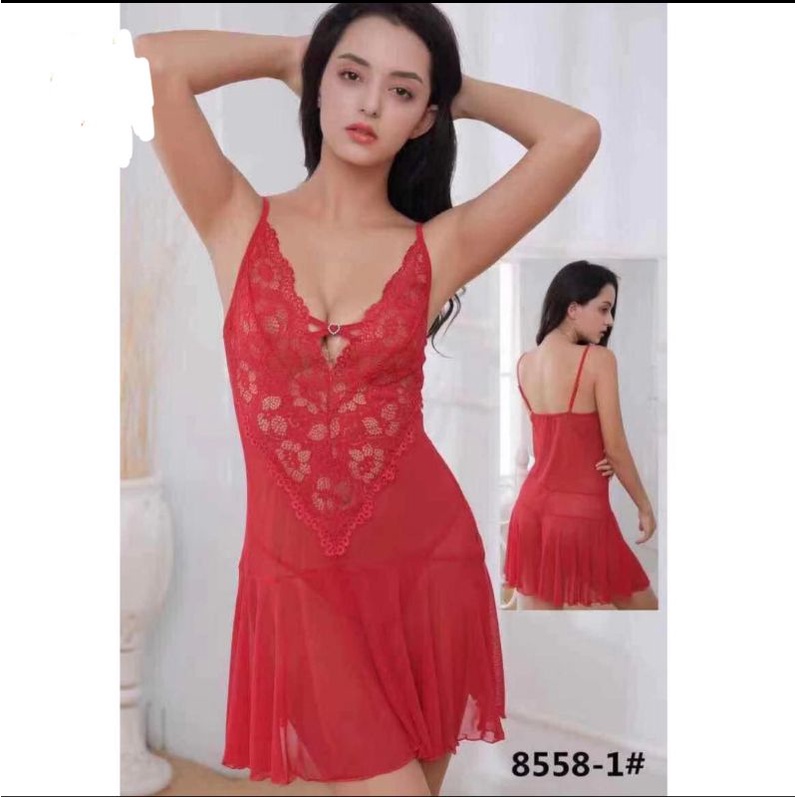 BAJU TIDUR SET LINGERIE G-STRING IMPORT BRUKAT HALUS / LINGERIE SEXY IMPORT PREMIUM