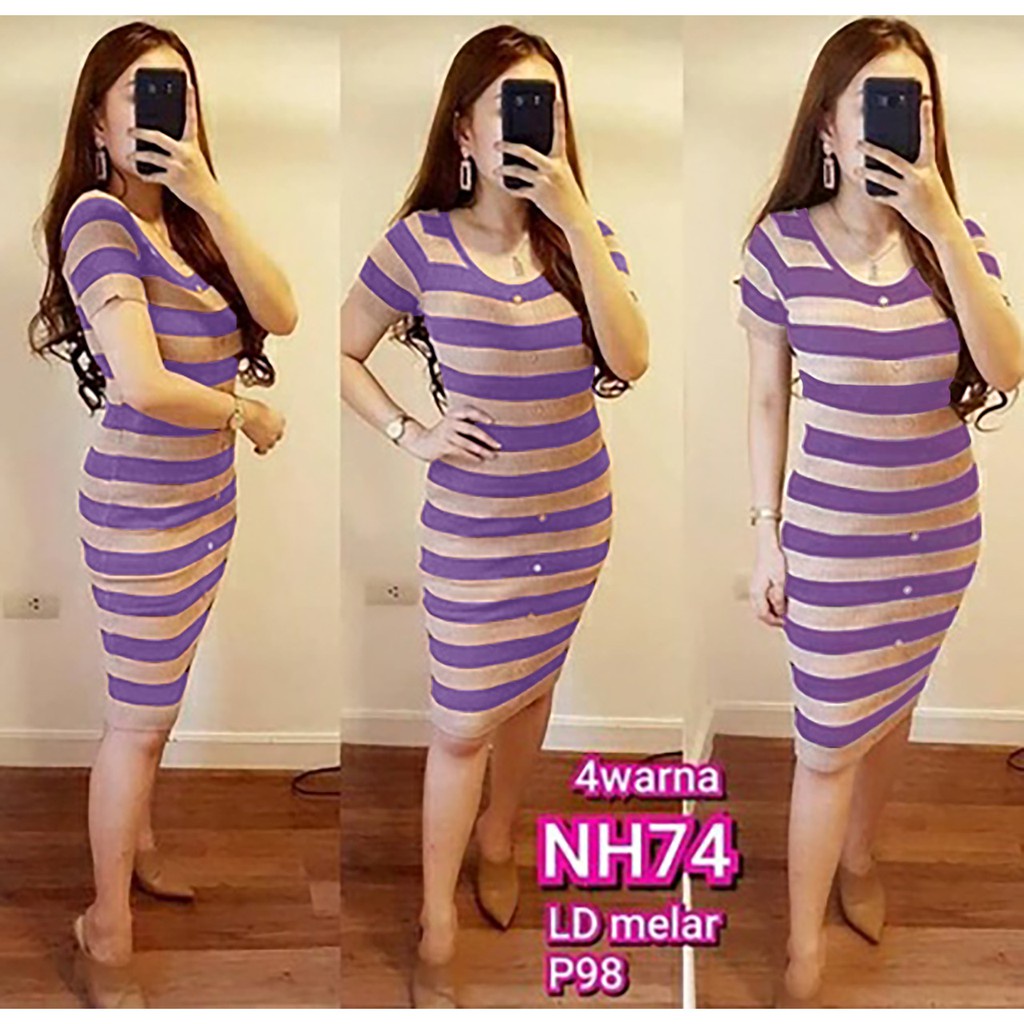 WSE390 - Dress Rajut Nova / Dress Wanita / Dress Rajut Motif Garis / DRESS RAJUT IMPORT / PREMIUM QUALITY