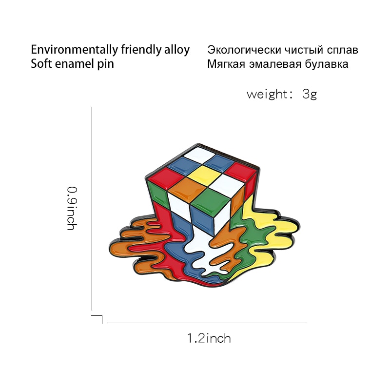 Bros Pin Enamel Bentuk Kartun Kubus Warna-Warni Untuk Anak