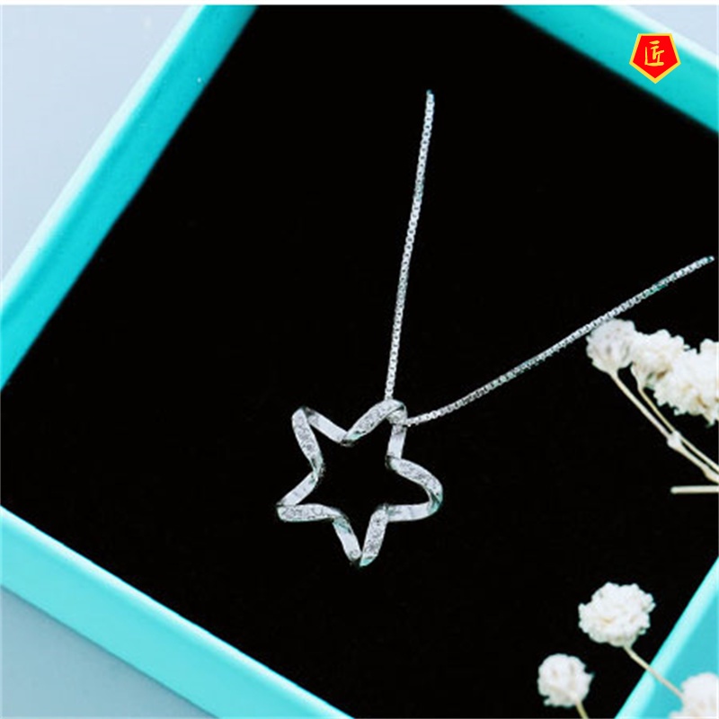 [Ready Stock]Zircon Five-Pointed Star Necklace Female Japanese and Korean Style Simple All-Match