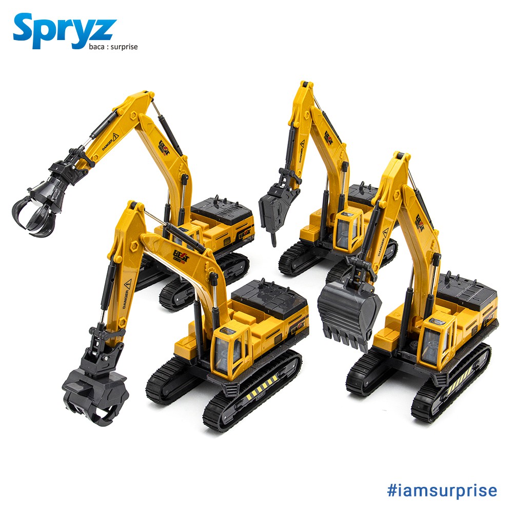 Spryz Construx 1:55 Excavator Mainan Miniatur