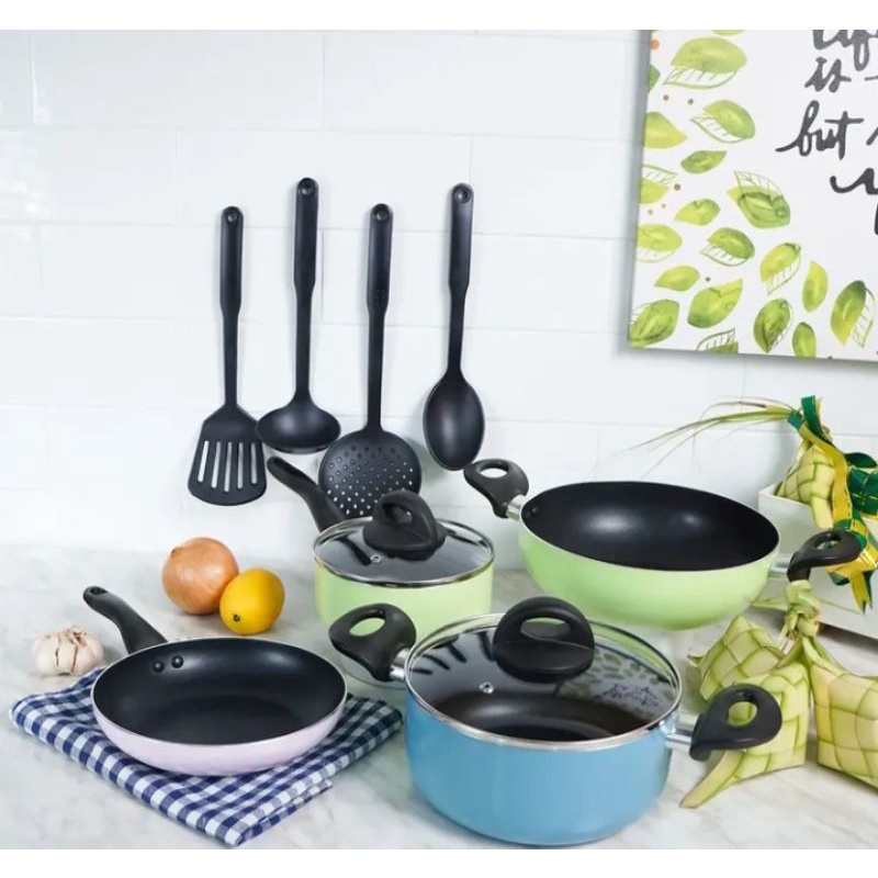 Teqnocook Nara Cookware - Cookware Set - Peralatan Masak Anti Lengket - Peralatan Masak Set  10 pcs