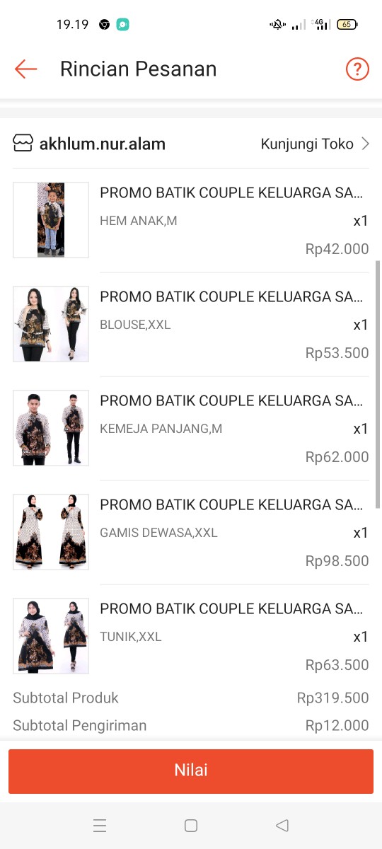 Promo Batik Couple Keluarga Sarimbit Sania Ruffle Batik Ori Ndoro Jowi Motif Wayang Putih