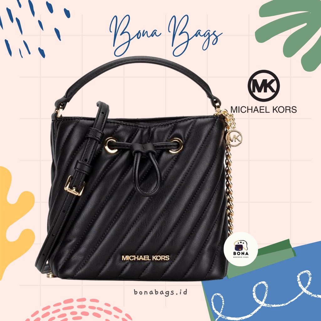 TAS MK (Suri Small Quilted Bucket Crossbody Black Gold)