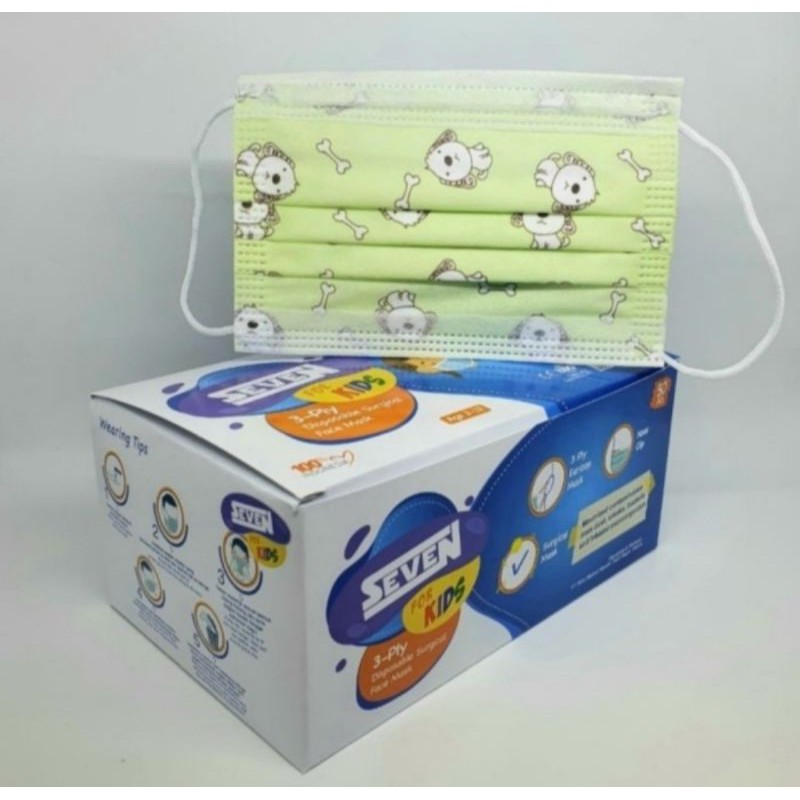 Masker anak Medis Seven kids 3ply Motif isi 50pcs