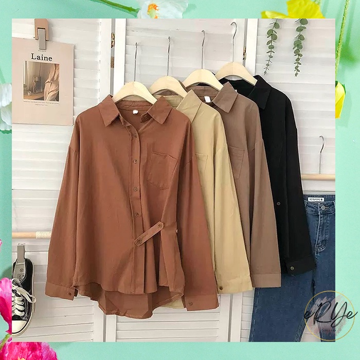 [Bisa COD] MIRANDA SHIRT - Pakaian Atasan Baju Blouse Kemeja Wanita Kekinian Gaya Korea Korean Style