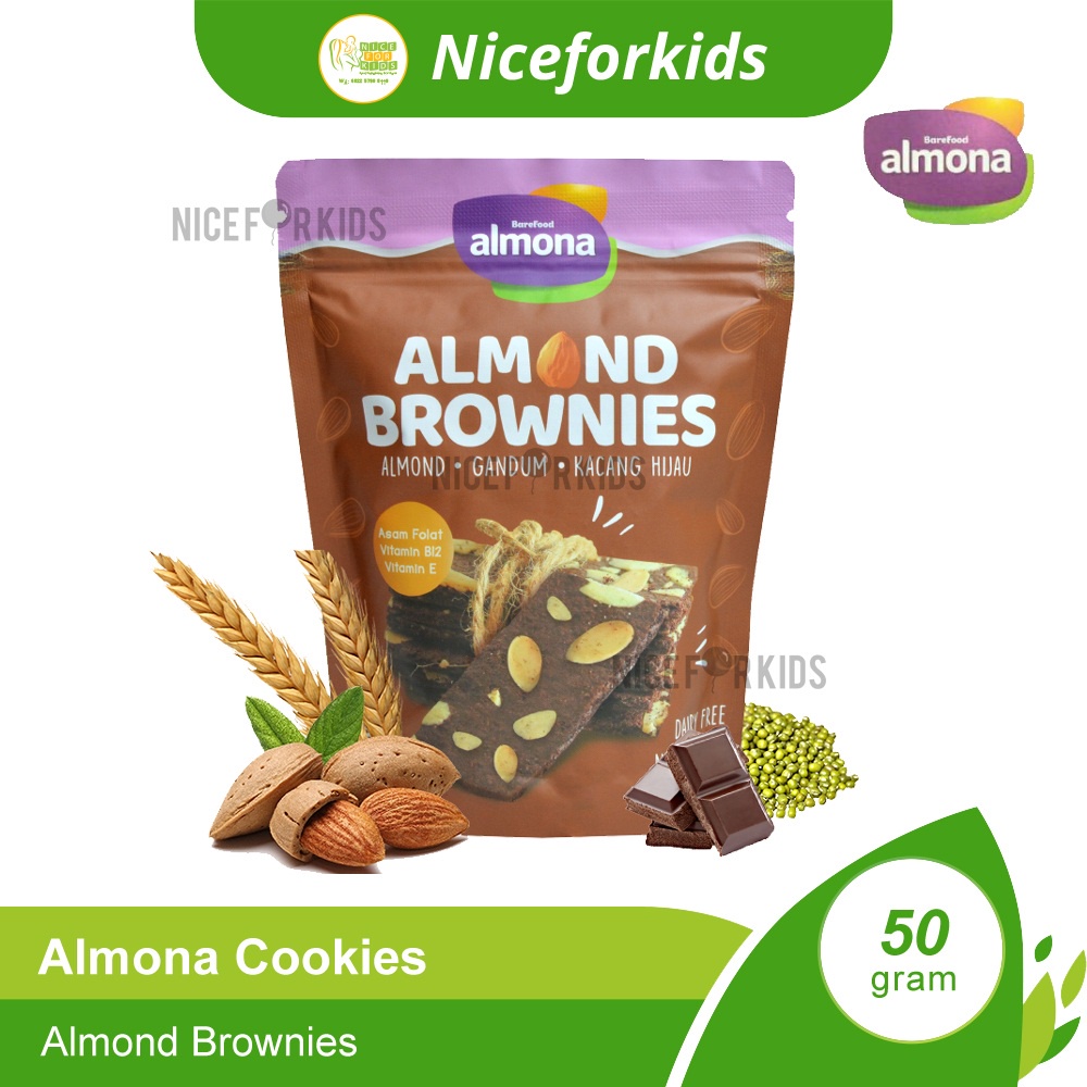 Almona Almond Cookies 100gr Cemilan Sehat Dairy Free / Almona Almond Brownies 50gr / Cookies Brownies